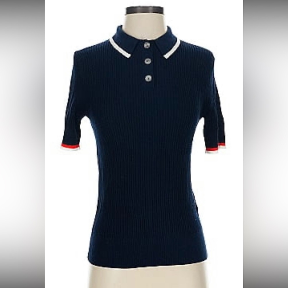 Banana Republic Navy Polo with White Buttons